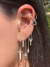 Load image into Gallery viewer, Crystal Safety Pin Hoops
