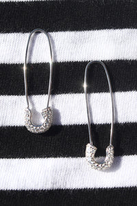 Crystal Safety Pin Hoops