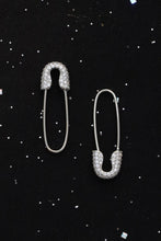 Load image into Gallery viewer, Large Crystal Safety Pin Hoops
