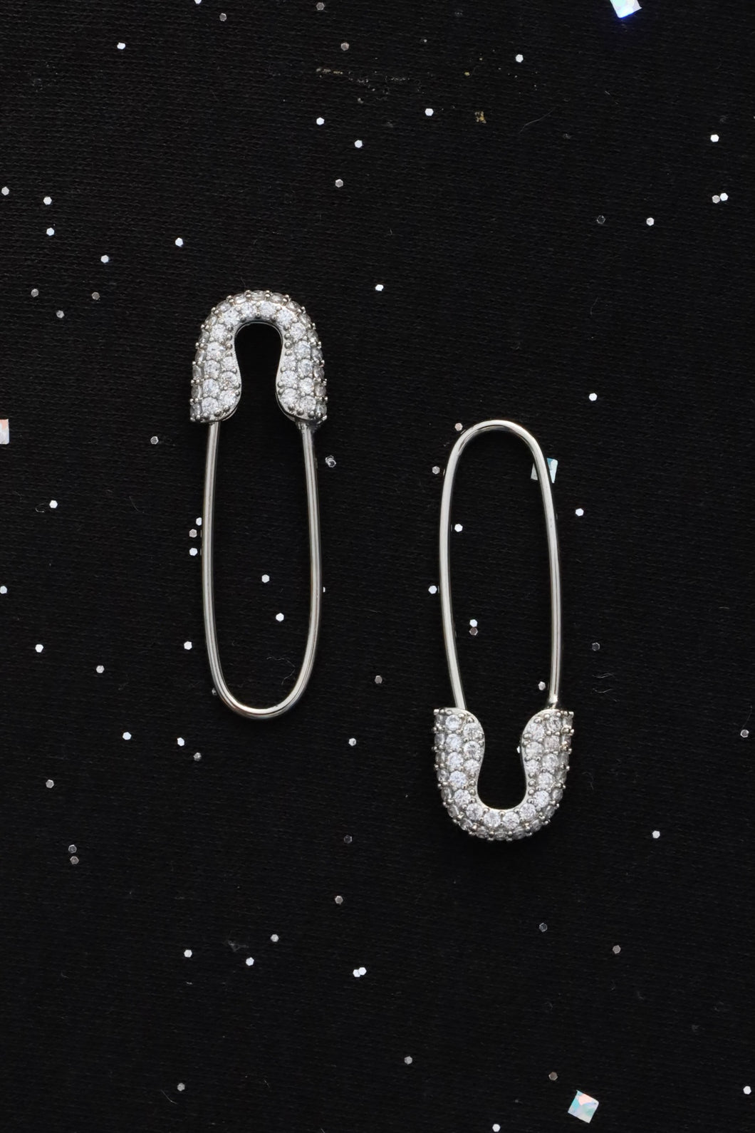 Large Crystal Safety Pin Hoops