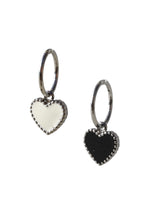 Load image into Gallery viewer, Black &amp; White Heart Hoops
